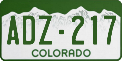 CO license plate ADZ217