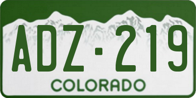CO license plate ADZ219