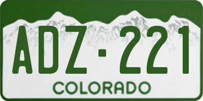CO license plate ADZ221