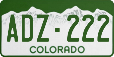 CO license plate ADZ222