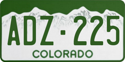 CO license plate ADZ225