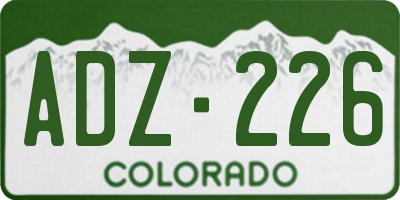 CO license plate ADZ226