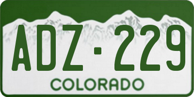 CO license plate ADZ229