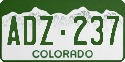 CO license plate ADZ237