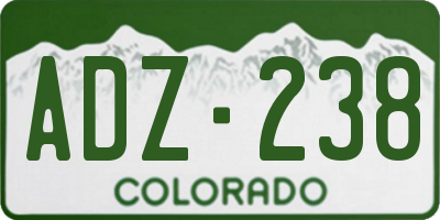CO license plate ADZ238