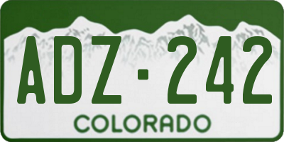 CO license plate ADZ242