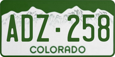 CO license plate ADZ258