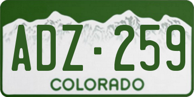 CO license plate ADZ259