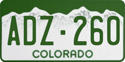 CO license plate ADZ260