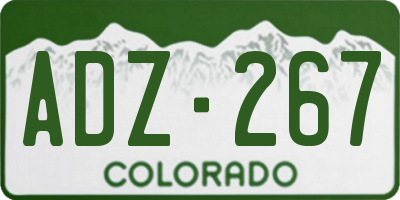 CO license plate ADZ267