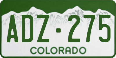 CO license plate ADZ275