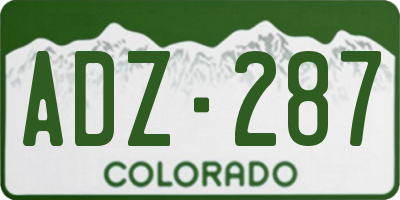 CO license plate ADZ287