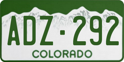 CO license plate ADZ292