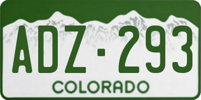 CO license plate ADZ293