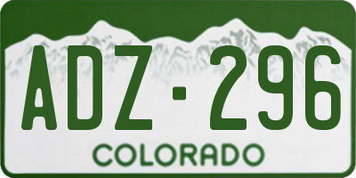 CO license plate ADZ296
