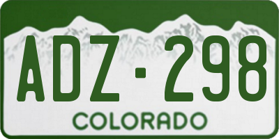 CO license plate ADZ298