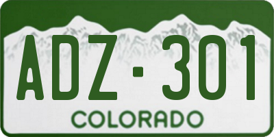 CO license plate ADZ301