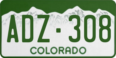 CO license plate ADZ308
