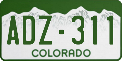 CO license plate ADZ311