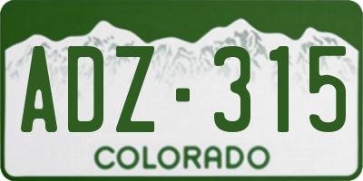 CO license plate ADZ315