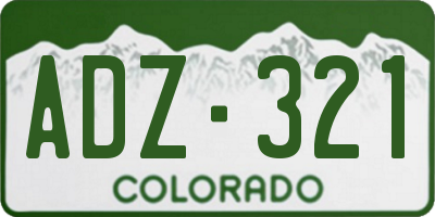 CO license plate ADZ321