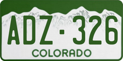 CO license plate ADZ326