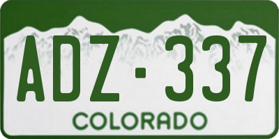 CO license plate ADZ337