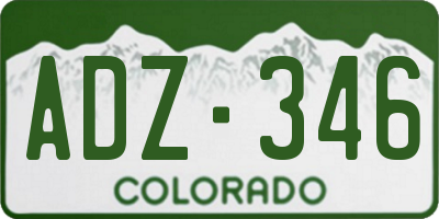 CO license plate ADZ346