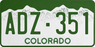 CO license plate ADZ351