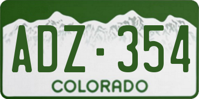 CO license plate ADZ354
