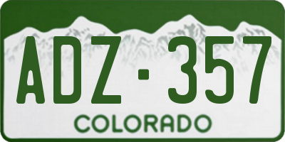 CO license plate ADZ357