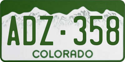 CO license plate ADZ358