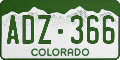 CO license plate ADZ366