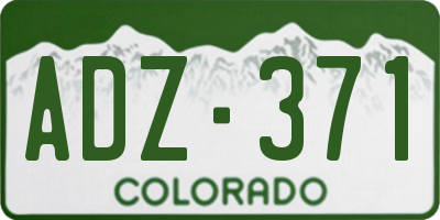 CO license plate ADZ371