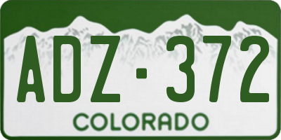 CO license plate ADZ372