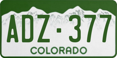 CO license plate ADZ377