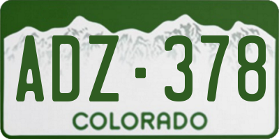 CO license plate ADZ378