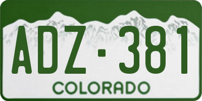 CO license plate ADZ381