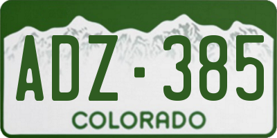 CO license plate ADZ385