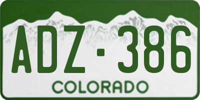 CO license plate ADZ386