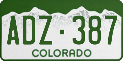 CO license plate ADZ387