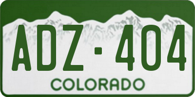 CO license plate ADZ404