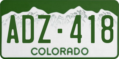 CO license plate ADZ418
