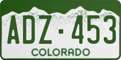 CO license plate ADZ453