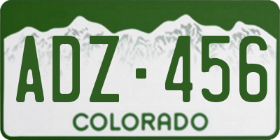 CO license plate ADZ456