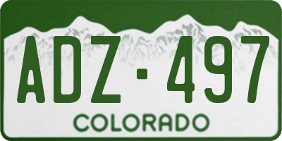 CO license plate ADZ497