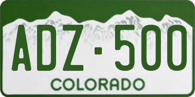 CO license plate ADZ500