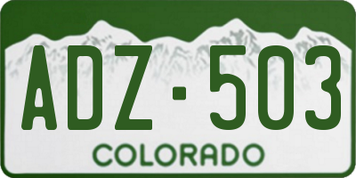 CO license plate ADZ503