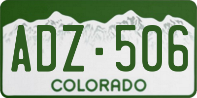 CO license plate ADZ506
