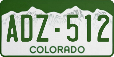 CO license plate ADZ512